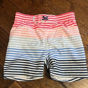 Vibrant Striped Kids Swim Trunks